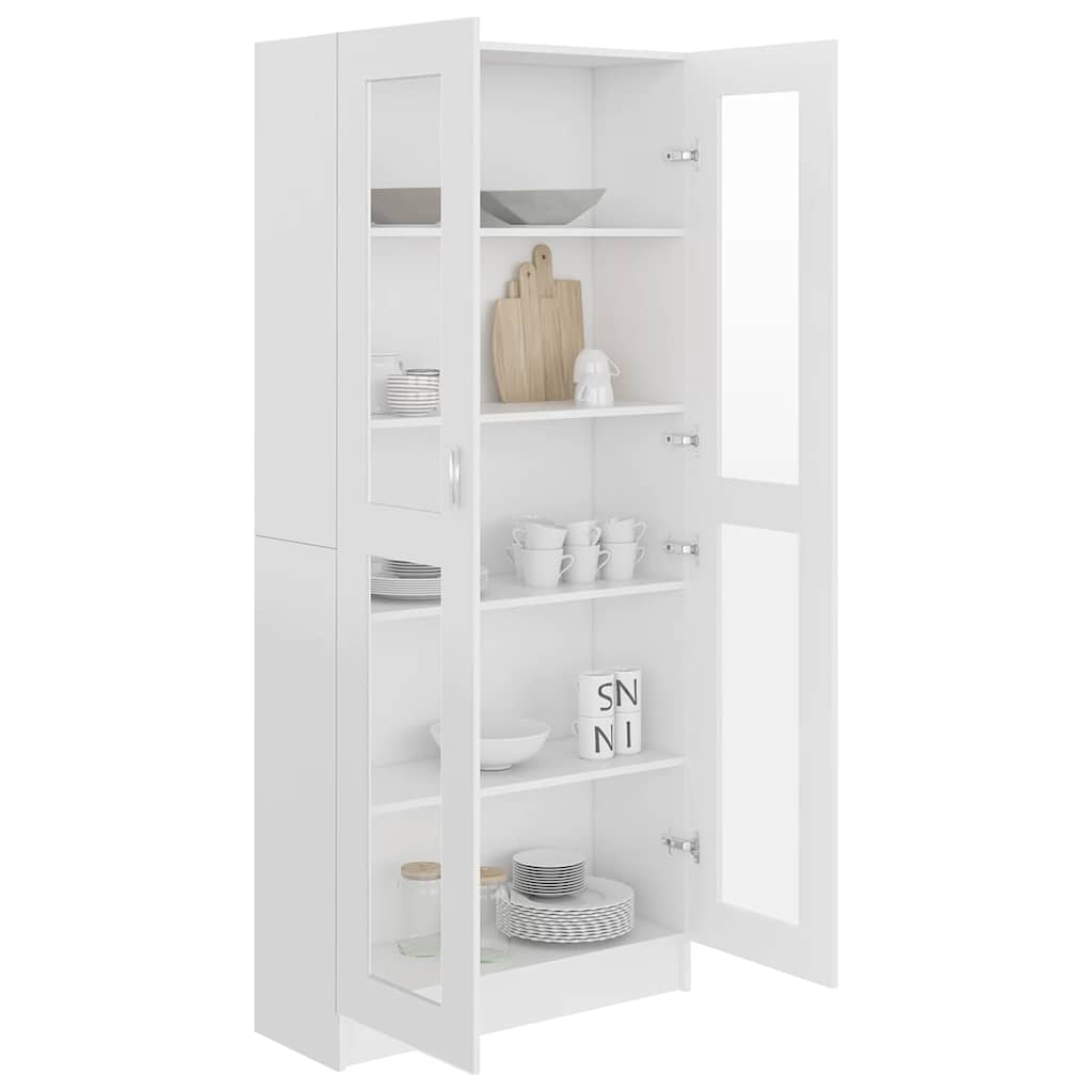 Vitrine Cabinet White 82.5x30.5x185 cm Engineered Wood